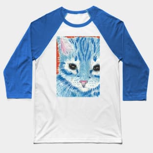 Blue kitten cat  face Baseball T-Shirt